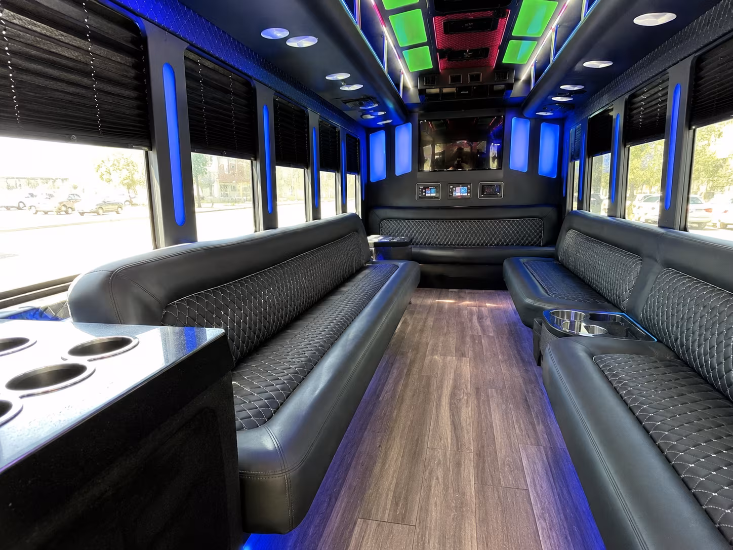 littleton 15 passenger party bus inside