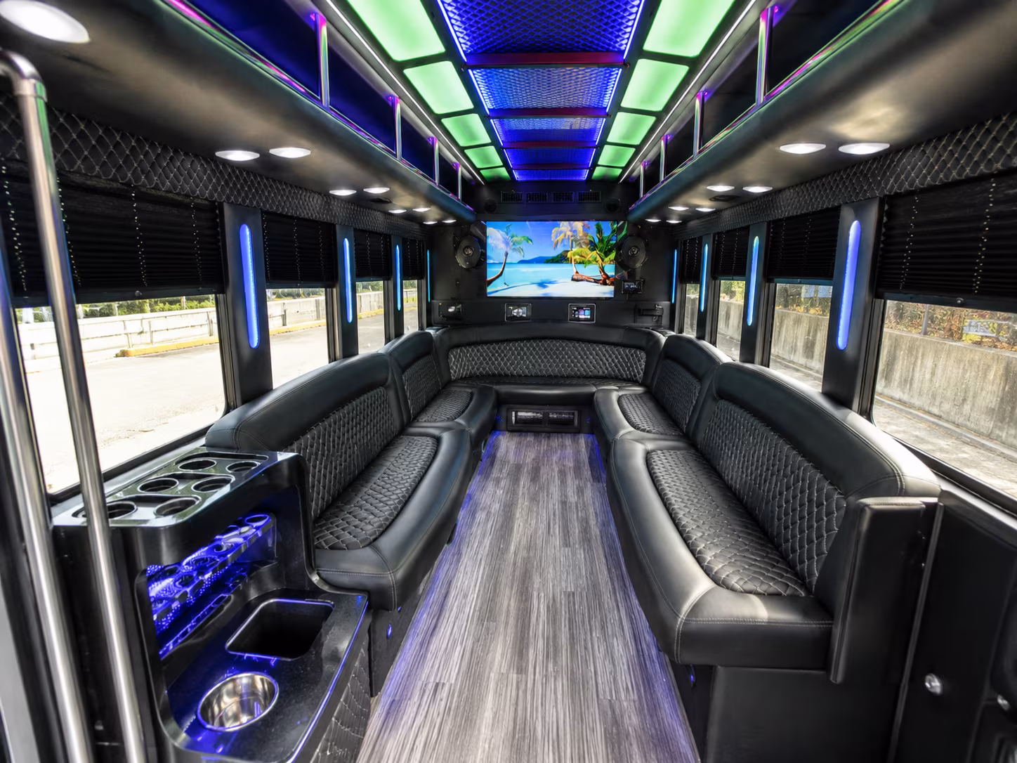 littleton 18 passenger party bus inside