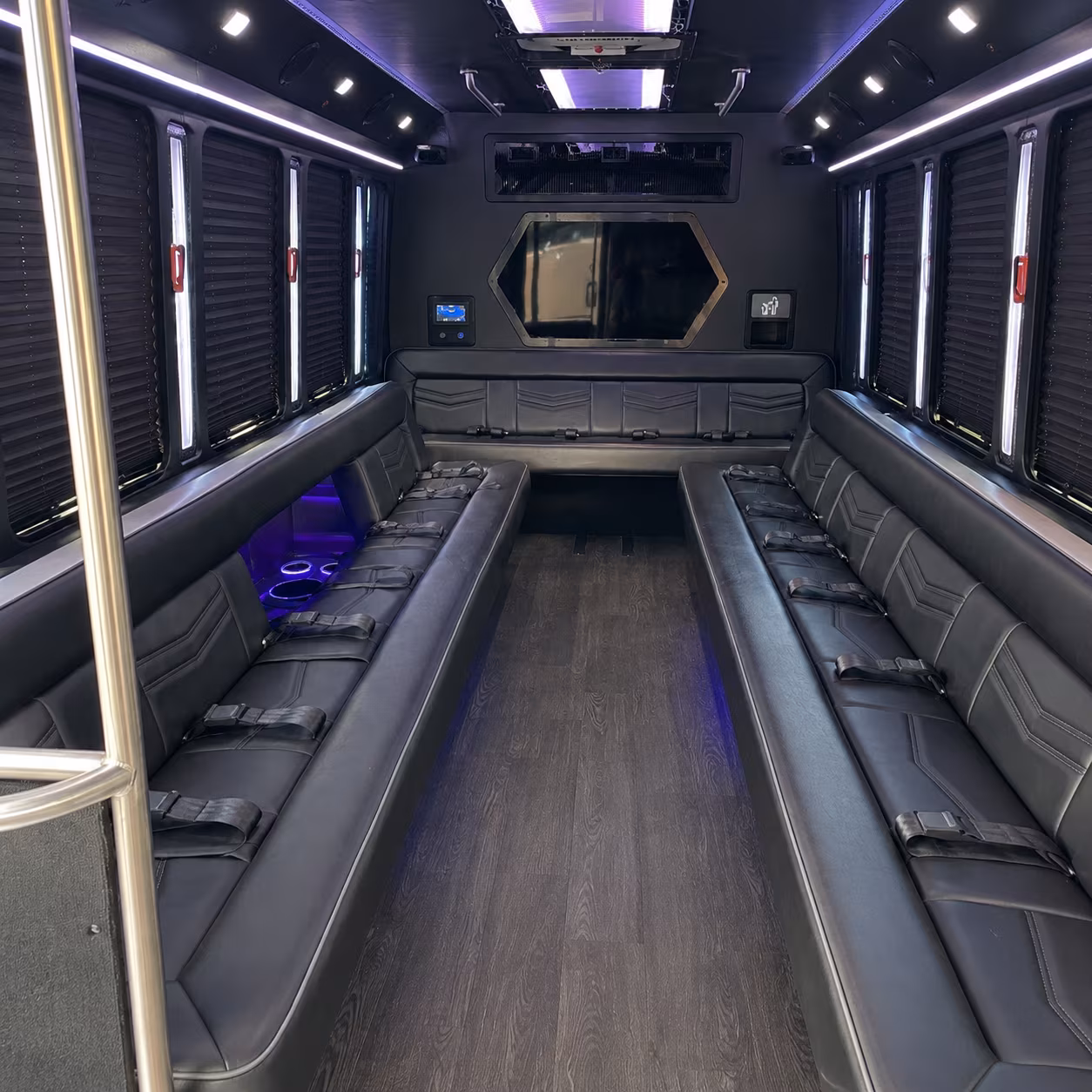 littleton 18 passenger party bus interior