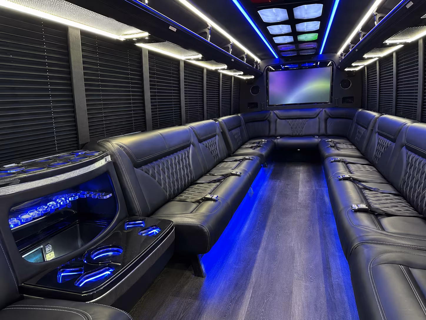 littleton 20 passenger party bus inside
