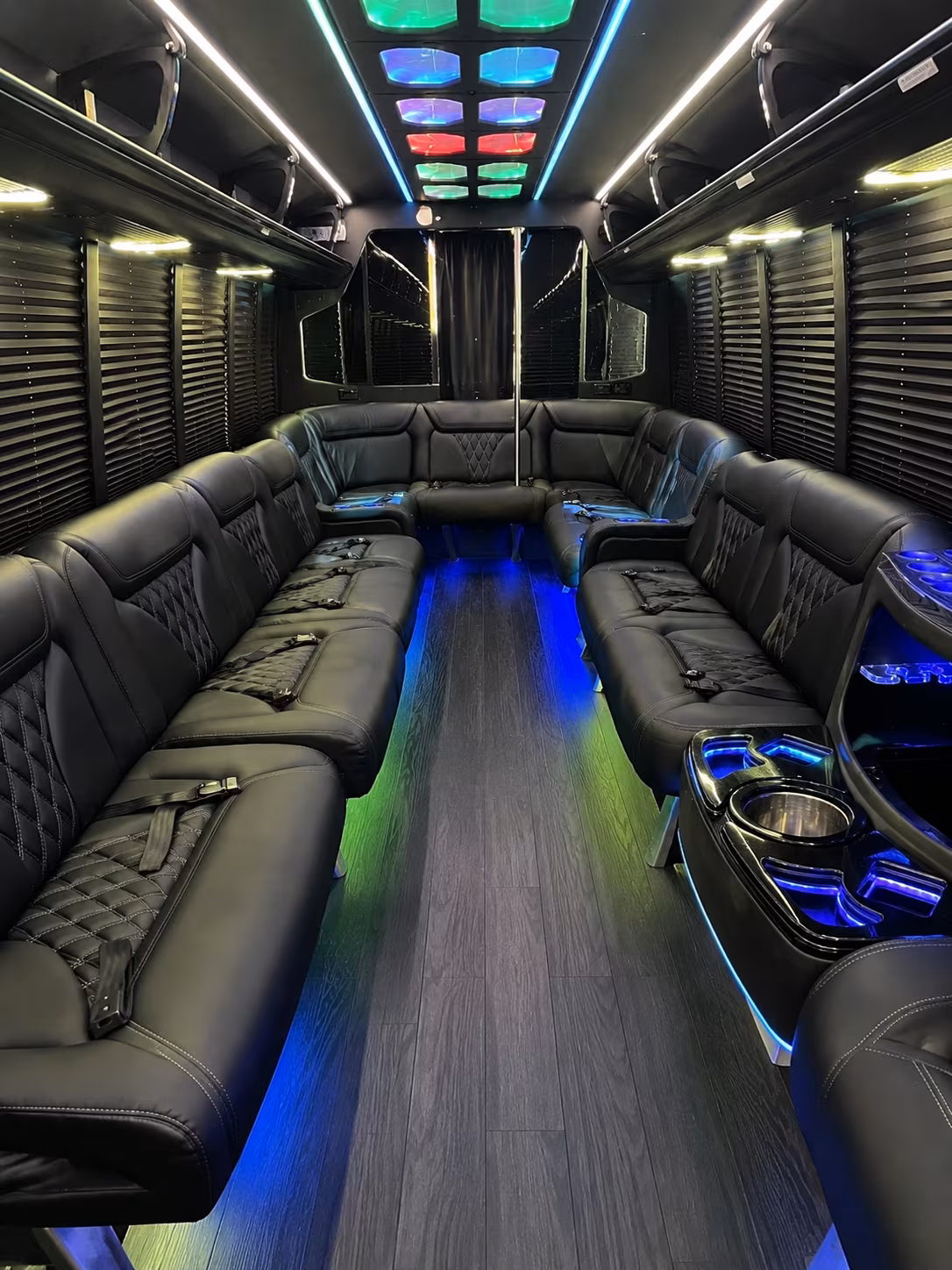 littleton 20 passenger party bus interior