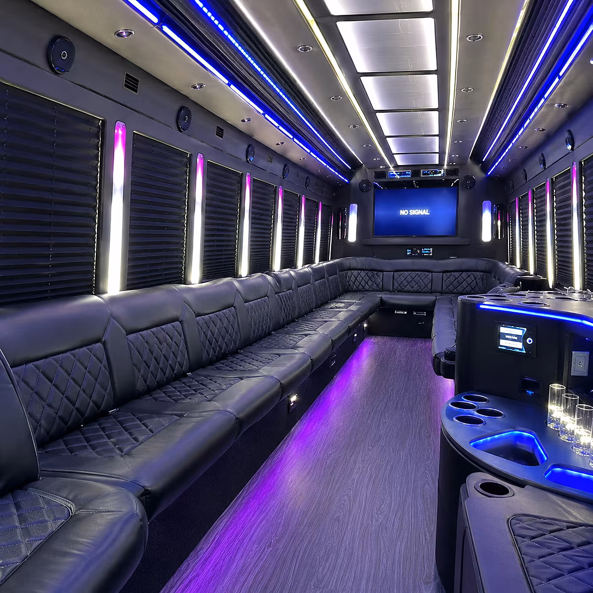 littleton 30 passenger party bus inside
