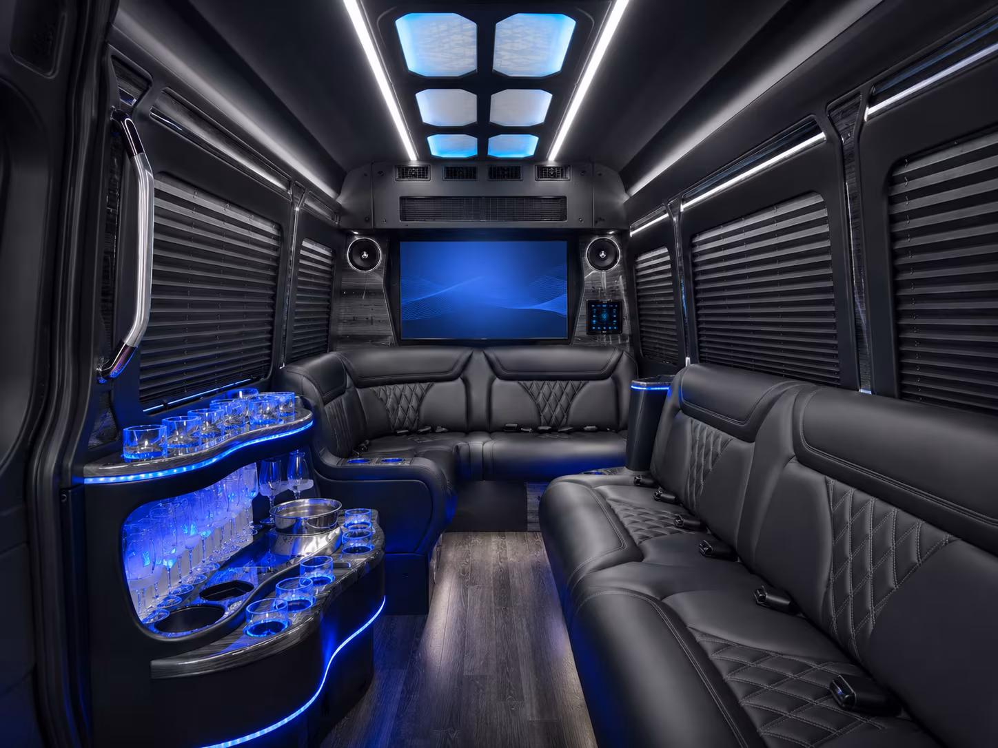 littleton 40 passenger party bus interior