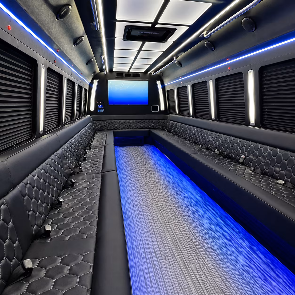 littleton 50 passenger party bus inside