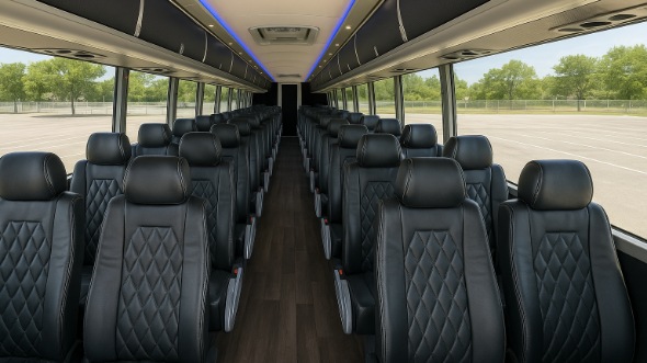 Interior of Charter Bus Company Highlands Ranch's 50 Passenger Charter Bus in Highlands Ranch