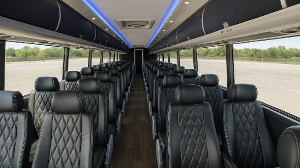 Interior of Charter Bus Company Westminster's 54 Passenger Charter Bus in Westminster