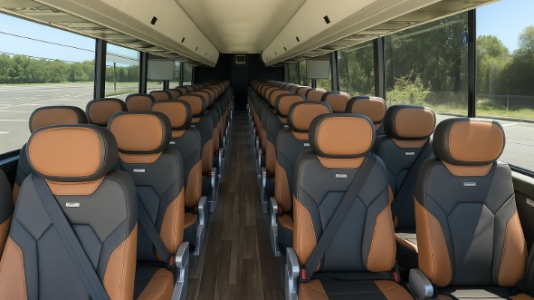 Interior of Charter Bus Company Aurora's 55 Passenger Charter Bus in Aurora