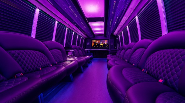 Interior of Charter Bus Company Highlands Ranch's Party Bus in Highlands Ranch
