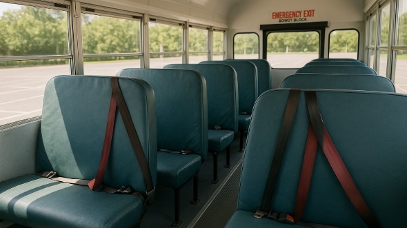 Interior of Charter Bus Company Commerce City's School Bus in Commerce City