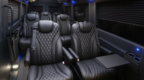 Interior of Charter Bus Company Ken Caryl's Sprinter Van Rental With Driver in Ken Caryl